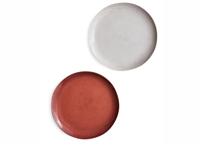 orange and white plates