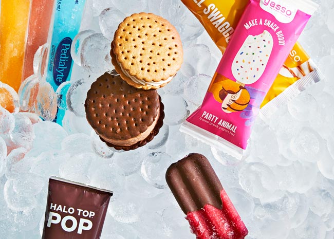 ice cream sandwiches and pops