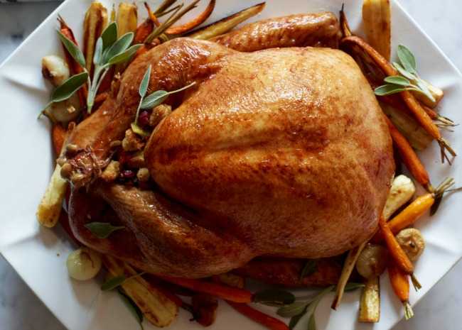 Roast Turkey and Vegetables on Serving Platter