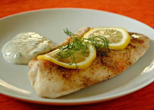 Baked Tilapia with Dill Sauce