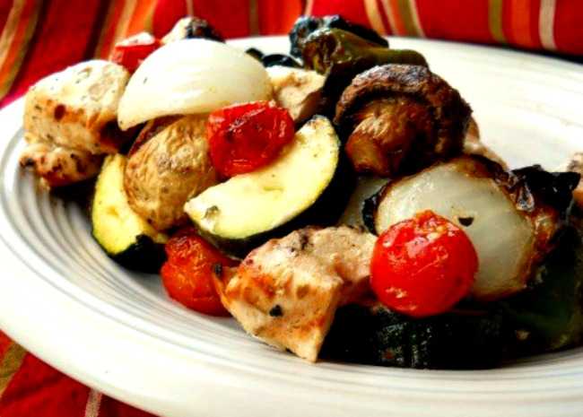 Griechische Insel-Huhn Shish Kebabs