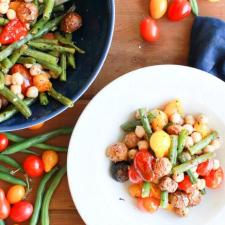 Vegan Green Bean, Tomato, and Basil Sheet Pan Dinner